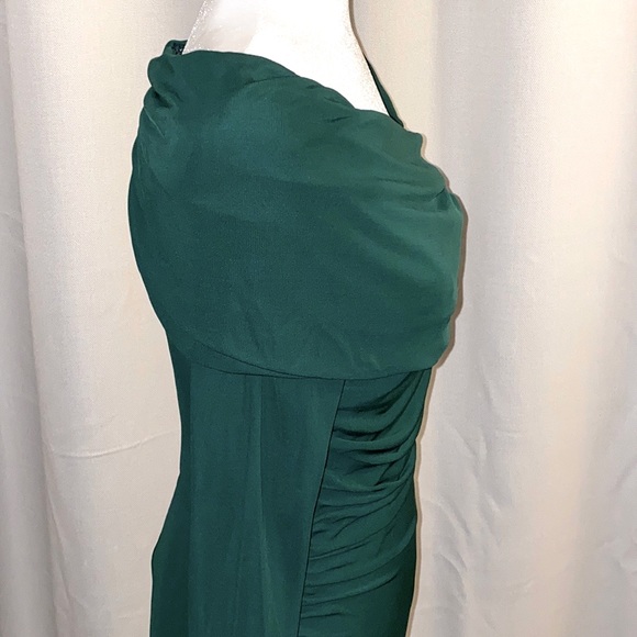 NWT BADGLEY MISCHKA Green Turn Over Formal Ruched Sheath Dress Size 6 - Picture 8 of 11
